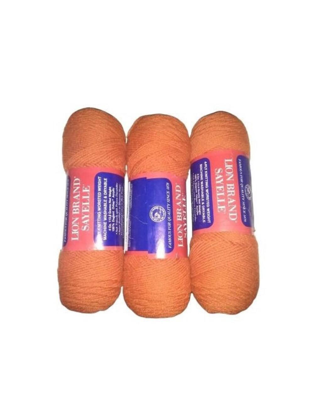 Lion Brand Sayelle Yarn 3 Skeins BRICK Color no. 134 Lot no. 56672 Vintage